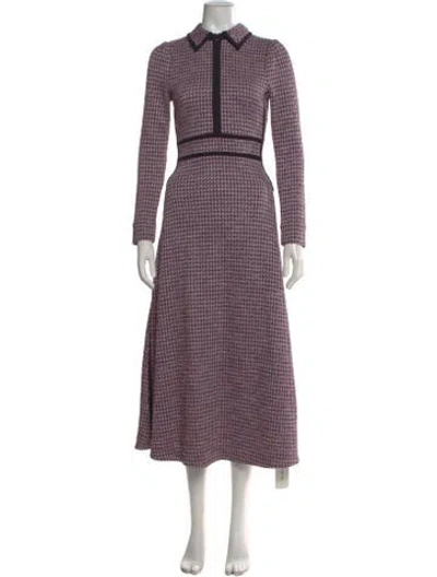 Pre-owned Me+em Houndstooth Print Midi Length Dress In Purple