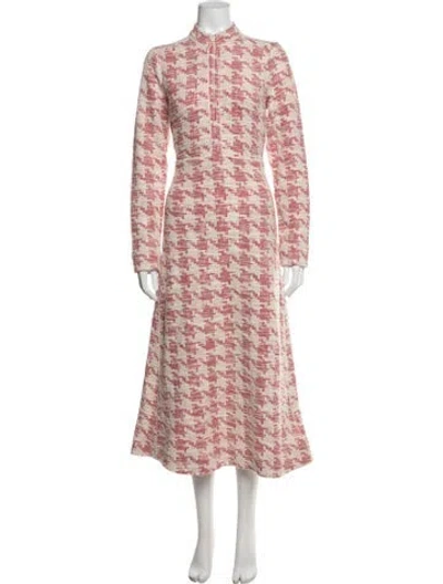 Pre-owned Me+em Houndstooth Print Midi Length Dress W/ Tags In Pink