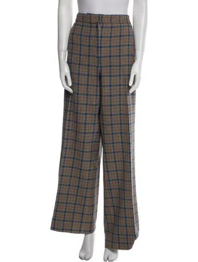 Pre-owned Me+em Houndstooth Print Wide Leg Pants In Brown