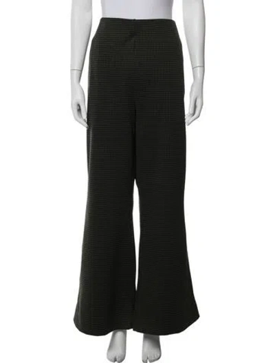 Pre-owned Me+em Houndstooth Print Wide Leg Pants In Green