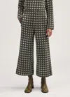 Me+em Houndstooth Wide-leg Crop Pant In Black/deep Autumn Olive/cream