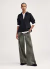 Me+em Houndstooth Wide-leg Pant In Black/deep Autumn Olive/cream