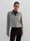 Me+em Impossibly Soft Cotton Merino Crop Shirt In Multi Check