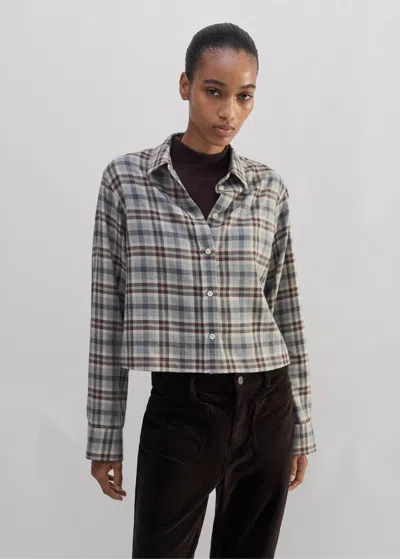 Me+em Impossibly Soft Cotton Merino Crop Shirt In Multi Check