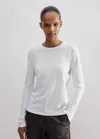 Me+em Impossibly Soft Slim Long Sleeve Top In Bright White