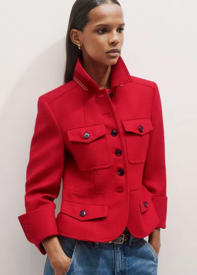 Me+em Italian Wool Twill Military Jacket Red