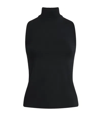 Me+em Jersey High-neck Sleeveless Top In Black
