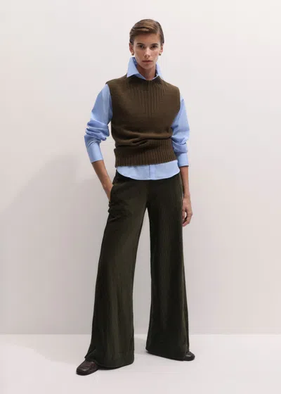 Me+em Jumbo Cord Velour Palazzo Pant Rich Olive Green In Black