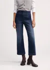 Me+em Kick Flare Crop Travel Jean In Dark Blue Wash