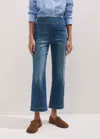 Me+em Kick Flare Crop Travel Jean In Mid Blue Wash