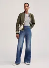 Me+em Kick Flare Travel Jean In Mid Blue Wash