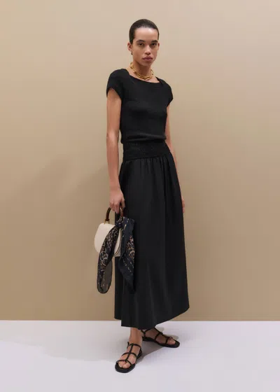 Me+em Knit Mixed Media Fit And Flare Maxi Dress Black