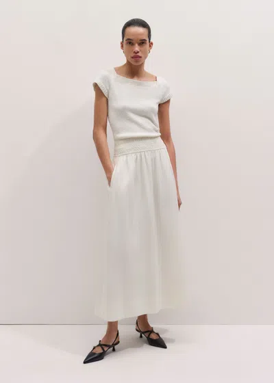 Me+em Knit Mixed Media Fit And Flare Maxi Dress In White