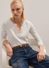Me+em Lace Detail Layering Top In Soft White