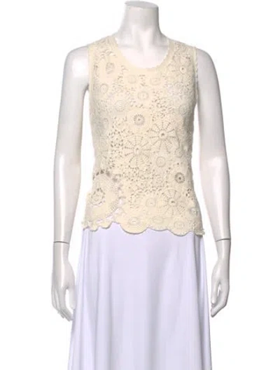 Pre-owned Me+em Lace Pattern Crew Neck Sweater In Neutrals