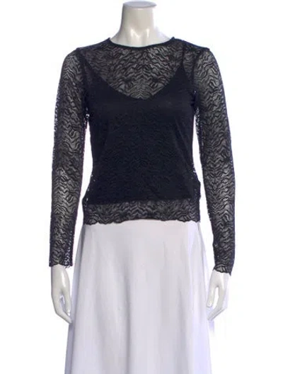 Pre-owned Me+em Lace Pattern Crew Neck Top W/ Tags In Black