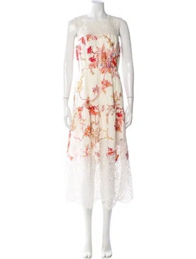 Pre-owned Me+em Lace Pattern Knee-length Dress In Neutral