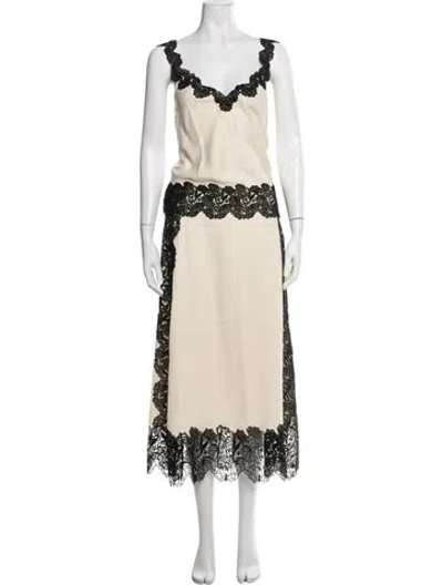 Pre-owned Me+em Lace Pattern Lace Trim Embellishment Skirt Set In Neutrals