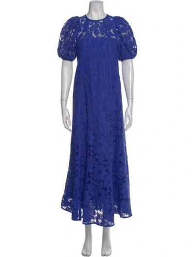 Pre-owned Me+em Lace Pattern Long Dress In Blue