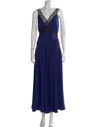 Pre-owned Me+em Lace Pattern Long Dress In Blue