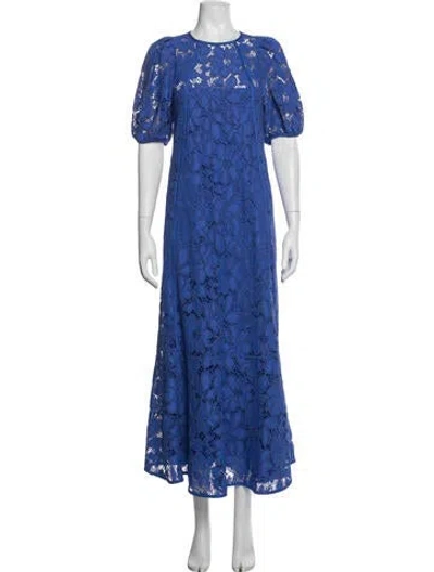 Pre-owned Me+em Lace Pattern Long Dress In Blue
