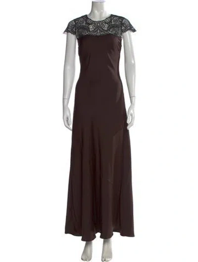 Pre-owned Me+em Lace Pattern Long Dress In Brown