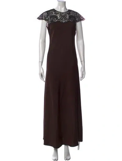 Pre-owned Me+em Lace Pattern Long Dress In Brown