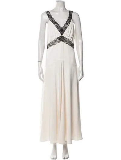 Pre-owned Me+em Lace Pattern Long Dress In Neutral