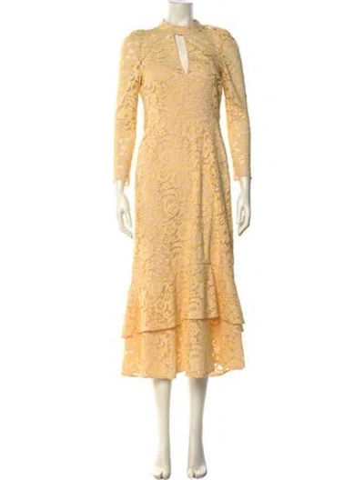 Pre-owned Me+em Lace Pattern Long Dress In Yellow