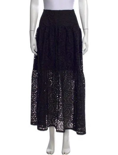 Pre-owned Me+em Lace Pattern Long Skirt In Black
