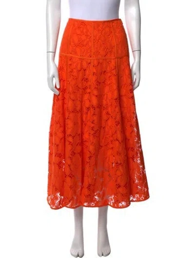 Pre-owned Me+em Lace Pattern Long Skirt In Orange