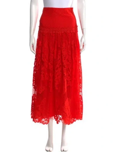 Pre-owned Me+em Lace Pattern Long Skirt In Red