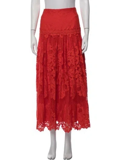 Pre-owned Me+em Lace Pattern Long Skirt In Red