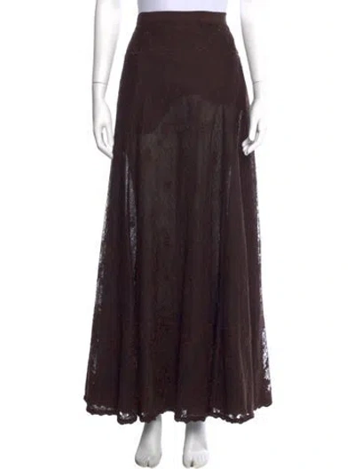 Pre-owned Me+em Lace Pattern Long Skirt W/ Tags In Brown