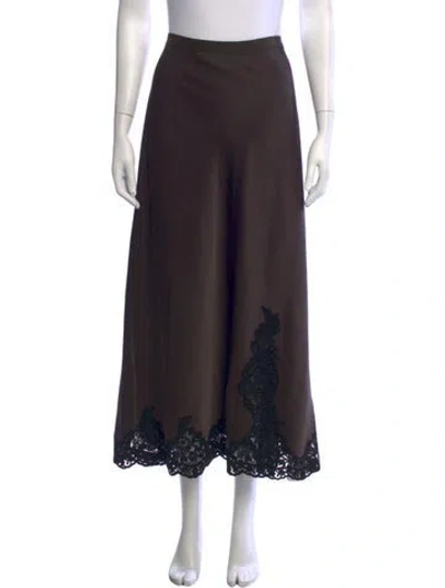 Pre-owned Me+em Lace Pattern Long Skirt W/ Tags In Brown