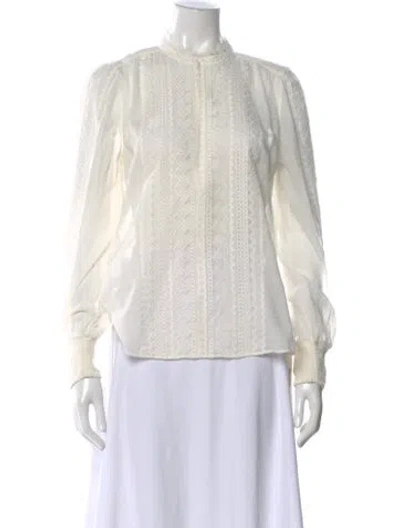 Pre-owned Me+em Lace Pattern Long Sleeve Blouse In Neutral