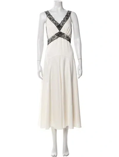 Pre-owned Me+em Lace Pattern Midi Length Dress In Neutral
