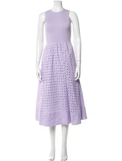 Pre-owned Me+em Lace Pattern Midi Length Dress In Purple