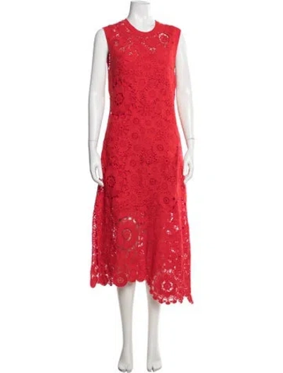 Pre-owned Me+em Lace Pattern Midi Length Dress W/ Tags In Red
