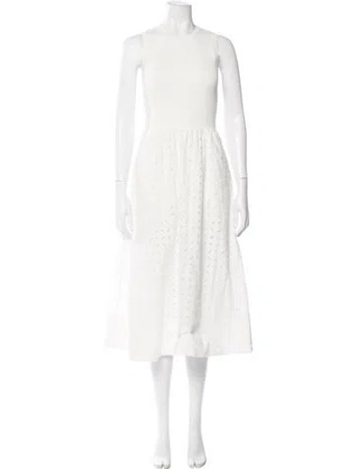 Pre-owned Me+em Lace Pattern Midi Length Dress In White