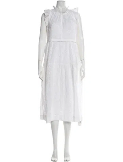 Pre-owned Me+em Lace Pattern Midi Length Dress In White