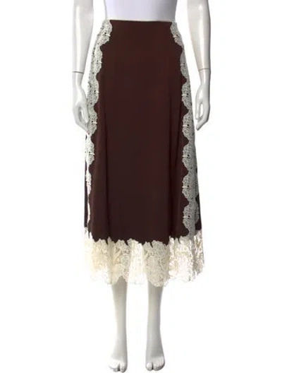 Pre-owned Me+em Lace Pattern Midi Length Skirt In Brown