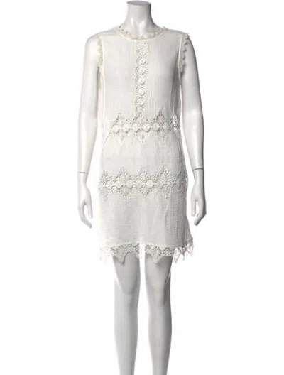 Pre-owned Me+em Lace Pattern Mini Dress In White