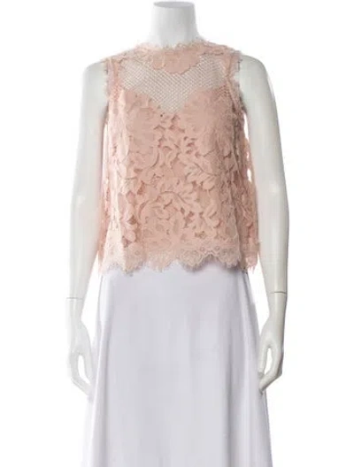 Pre-owned Me+em Lace Pattern Mock Neck Top In Pink