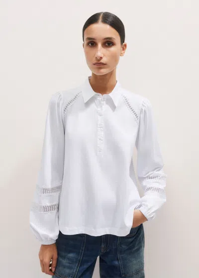 Me+em Lace Trim Swing Top In Fresh White