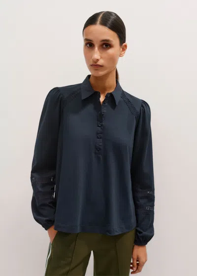 Me+em Lace Trim Swing Top In Navy