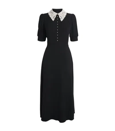 Me+em Lace-collar Midi Dress In Black