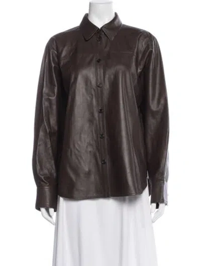 Pre-owned Me+em Lamb Leather Jacket In Brown