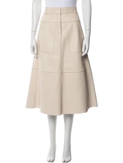 Pre-owned Me+em Lamb Leather Midi Length Skirt In Neutral