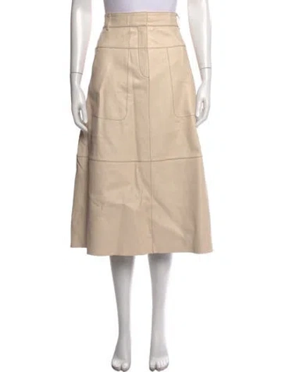 Pre-owned Me+em Lamb Leather Midi Length Skirt In Neutrals
